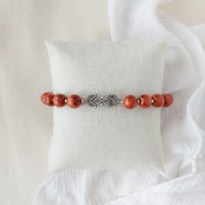 red sandalwood beaded macrame bracelet