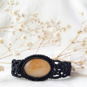 Peach moonstone gemstone macrame bracelet