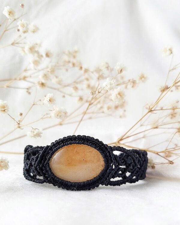 Peach moonstone gemstone macrame bracelet